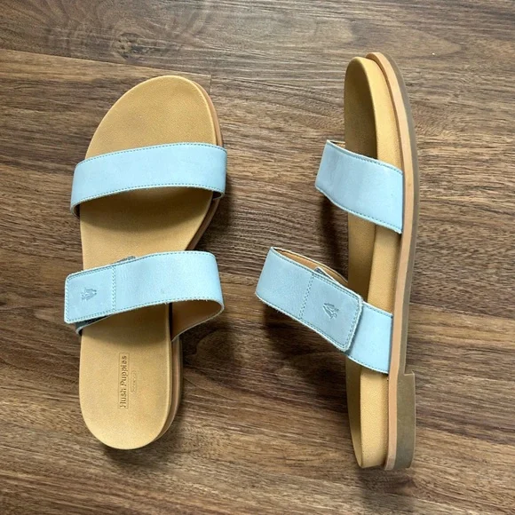 HUSH PUPPIES Powder Blue Adjustable Strap Comfort Sandals Coastal | Size 11 Wide - Picture 9 of 11